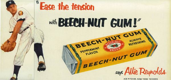 1952 Allie Reynolds Beech Nut Gum Trolley Sign