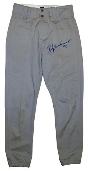 1993 Rickey Henderson Oakland Athletics Game-Used & Autographed Road Pants (JSA)