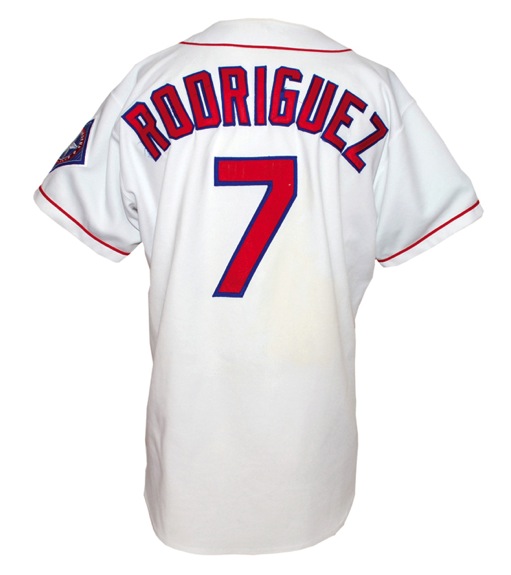 1996 Ivan Rodriguez Texas Rangers Game-Used & Autographed Home Jersey (JSA)