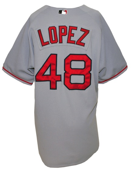 2008 Javier Lopez Boston Red Sox End of Season Game-Used Road Jersey (MLB Hologram) (Steiner LOA)