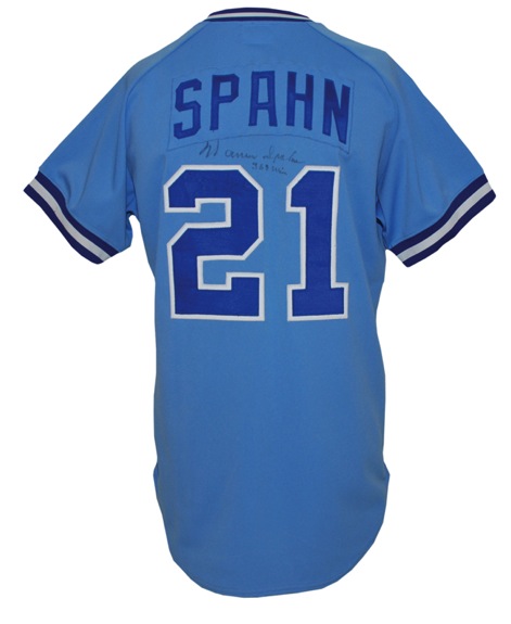 1984 Warren Spahn Atlanta Braves Coaches Worn & Autographed Road Jersey (JSA)