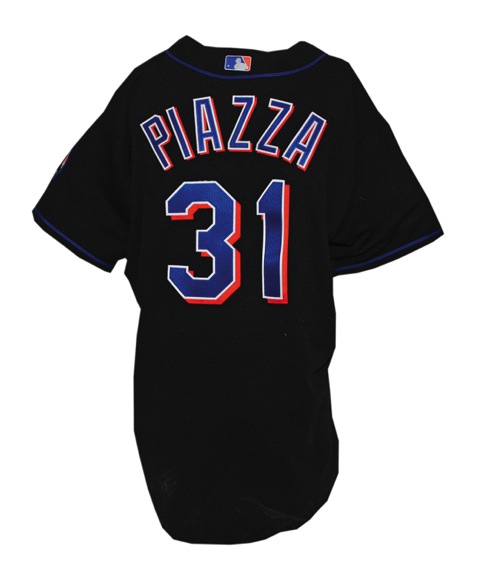 2003 Mike Piazza New York Mets Game-Used Black Alternate Jersey
