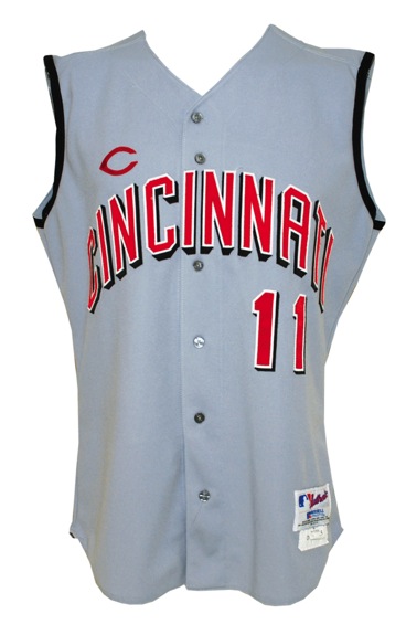 2002 Barry Larkin Cincinnati Reds Game-Used Road Jersey