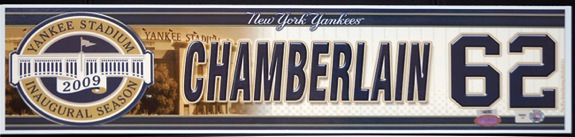 2009 Joba Chamberlain NY Yankees Locker Room Nameplate (MLB Auth) (Yankees-Steiner) (Championship Season) 