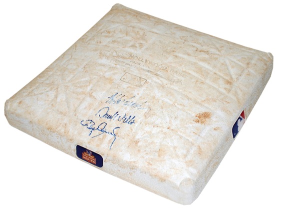 2002 Division Series Autographed & Game-Used Base (JSA) (Steiner)