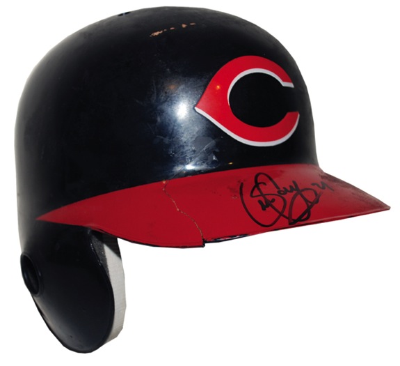 2001 Sean Casey Cincinnati Reds Game-Used & Autographed Batting Helmet (JSA)