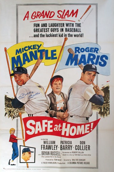 1962 Safe at Home One-Sheet Signed by Mantle (JSA) 