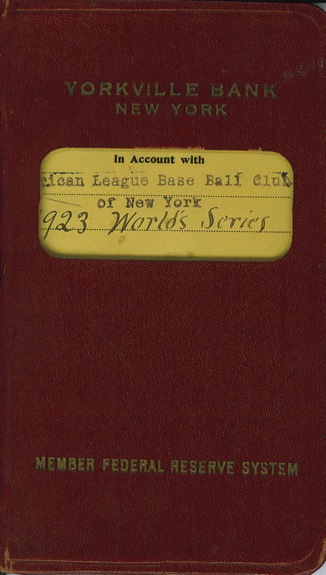 1923 NY Yankees World Series Account Book (First World Series at Yankee Stadium) 