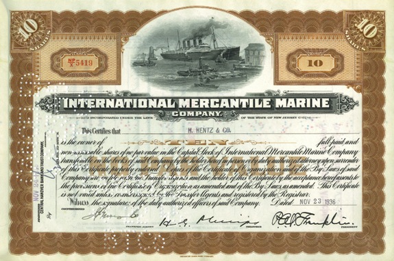 International Mercantile Marine Stock Certificates (Owner of the Titanic) (27) 