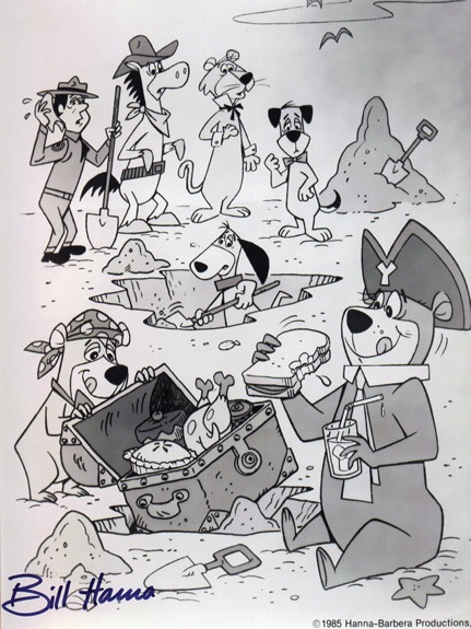 Framed Cartoon Prints Signed by Bill Hanna and Jim Davis (2)