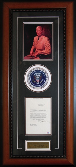 Eisenhower Framed Picture & Signed Campaign Thank You Letter (JSA) 