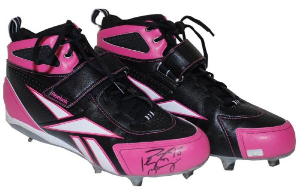 2009 Peyton Manning Game-Used & Autographed Pink Cleats (NFL COA) (JSA)