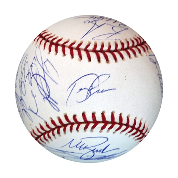 2004 Boston Red Sox World Championship Team Autographed Baseball (JSA) (Steiner) 