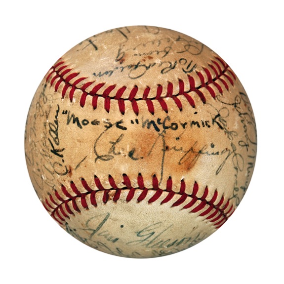 Late 1930s American League and Stars Autographed Baseball with Gehrig (JSA)