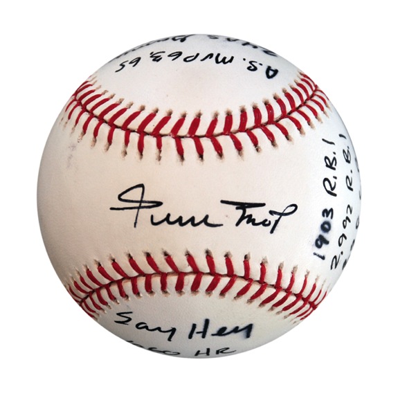 Willie Mays Autographed Career Statistics Baseball (JSA) 