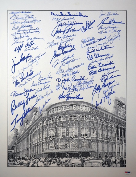 Brooklyn Dodgers All-Time Greats Autographed Ebbets Field Poster (JSA) 