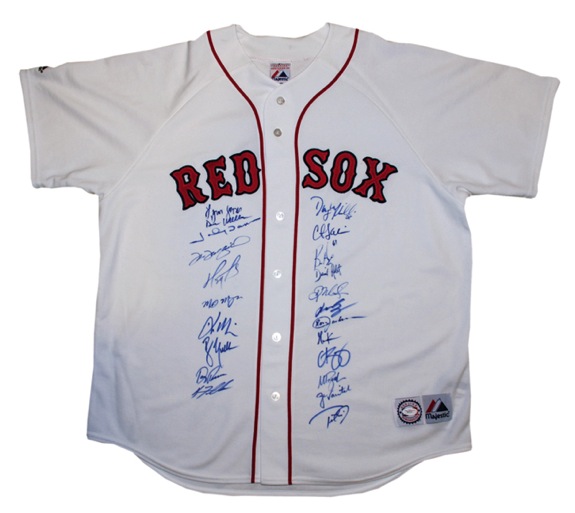 2004 Boston Red Sox World Series Championship Team Autographed Jersey (JSA)