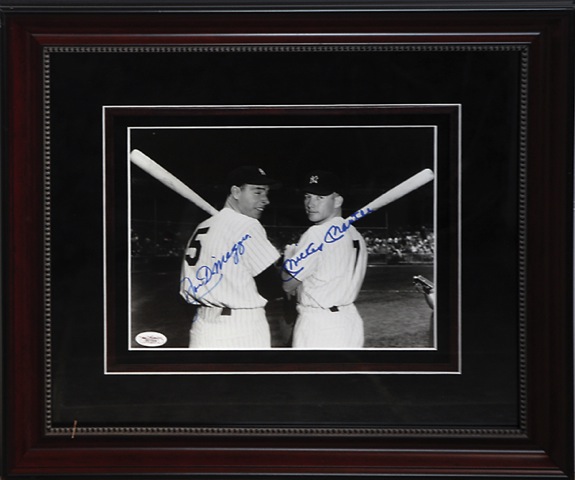 Framed Mickey Mantle & Joe DiMaggio Autographed Photograph (JSA) 