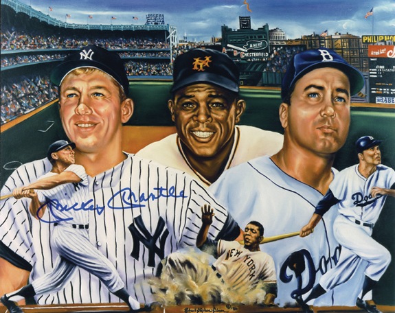 Signed Collage of Mickey Mantle, William Mays, and Duke Snider (JSA) 