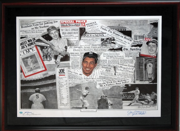 Framed Oversized Limited Edition Signed Joe DiMaggio Lithograph by Simon (359/444) (JSA) 
