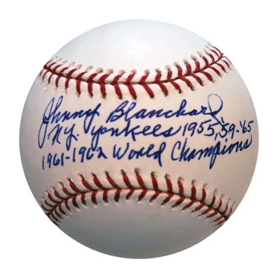 Johnny Blanchard Single Signed & Annotated Baseball (JSA)