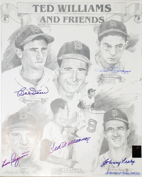 Ted Williams & Friends Limited Editions Boston Red Sox Autographed Rendering (JSA)