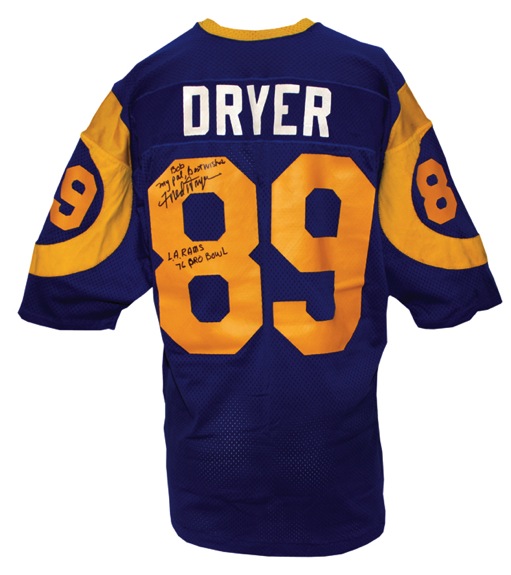 Late 1970’s Fred Dryer Los Angeles Rams Game-Used & Autographed Home Jersey (Team Repairs) (JSA)
