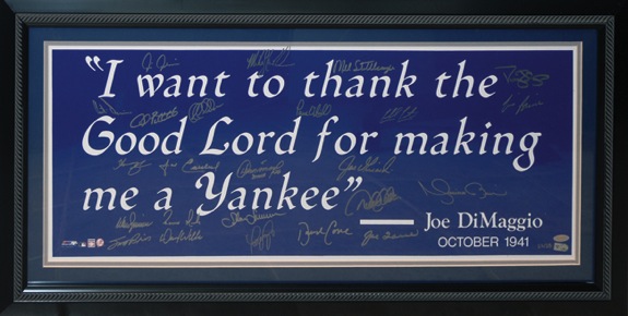 1998 NY Yankees World Championship Team Autographed Limited Edition Joe DiMaggio Quote Photo (14/18) (Yankees-Steiner) (JSA) 