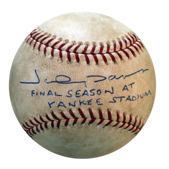 5/3/08 Johnny Damon NY Yankees Autographed "Final Season at Yankee Stadium" Game-Used Baseball (JSA) (Yankees-Steiner) 