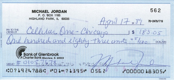 April 17, 1989 Michael Jordan Signed Personal Check (JSA) 