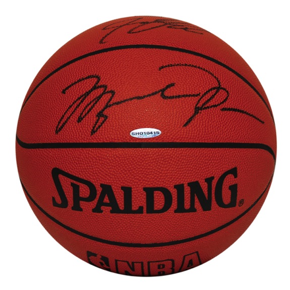 LeBron James & Michael Jordan Dual Autographed NBA Basketball (UDA) (JSA)