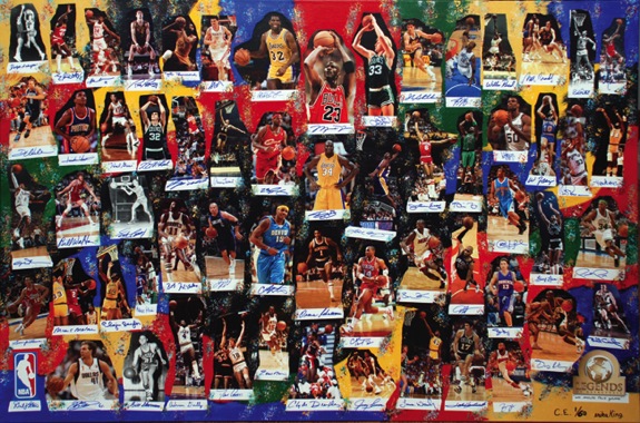 “Legends of Basketball – We Made This Game” Limited Edition NBA Top 60 Autographed Large Canvas Painting 1/60 (JSA) 