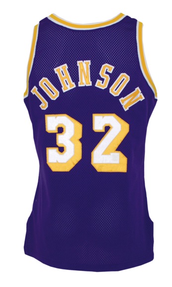 1990-1991 Magic Johnson Los Angeles Lakers Game-Used Road Jersey
