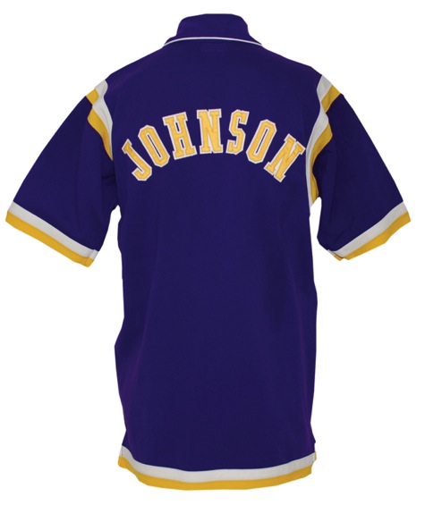 Circa 1983 Earvin “Magic” Johnson Los Angeles Lakers Worn Road Warm-Up Jacket with Pants (2)