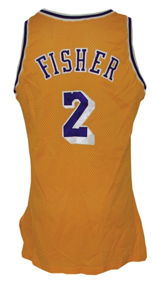 1996-1997 Derek Fisher Rookie Los Angeles Lakers Game-Used Home Jersey