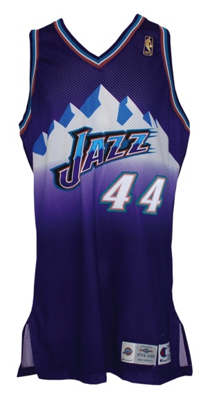 1996-97 Greg Foster Utah Jazz Game-Used Road Jersey