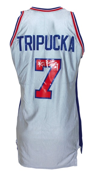 Early 1980’s Kelly Tripucka Rookie Era Detroit Pistons Game-Used & Autographed Silver Home Jersey (RARE) (JSA)