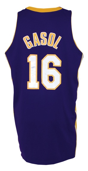 2008-2009 Pau Gasol Los Angeles Lakers Game-Used Road Jersey (Championship Season)