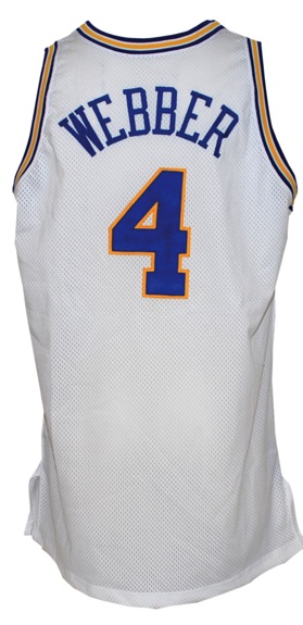 1993-1994 Chris Webber Rookie Golden State Warriors Game-Used & Autographed Home Jersey (JSA) 