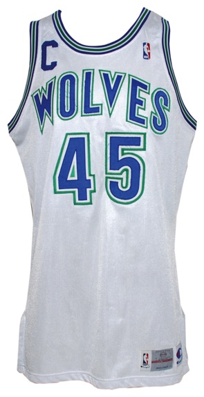 1993-1994 Chuck Person Minnesota Timberwolves Game-Used Home Jersey