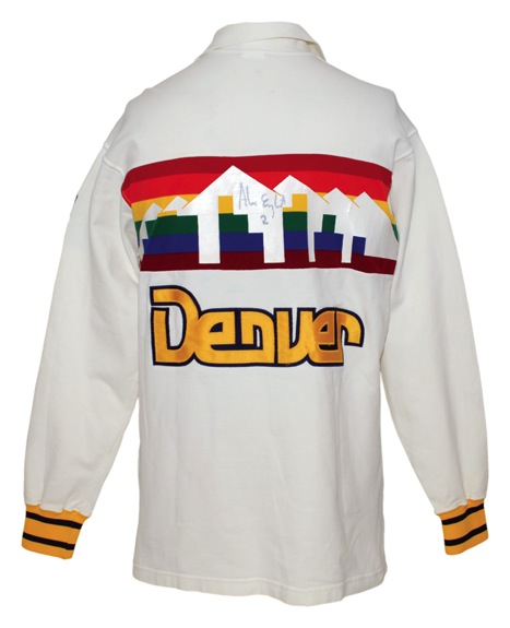 Circa 1983 Alex English Denver Nuggets Worn and Autographed Warm-Up Uniform (2) (JSA)