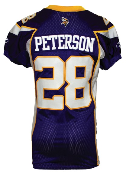 2008 Adrian Peterson Minnesota Vikings Game-Issued Home Jersey (JO Sports Co LOA) (Minnesota Vikings LOA)