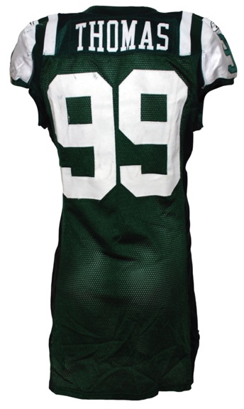 11/29/2009 Bryan Thomas New York Jets Game-Used Home Jersey (Unwashed) (Team Repairs) (JO Sports Co LOA) (NY Jets LOA)