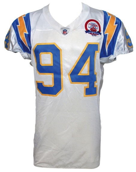 10/25/09 Jyles Tucker San Diego Chargers Game-Used Throwback Uniform (2) (JO Sports Co LOA) (San Diego Chargers LOA)