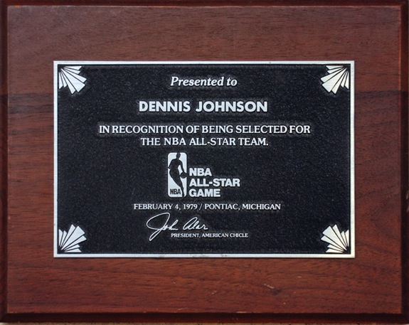 February 4, 1979 Dennis Johnson All-Star Game Plaque (Championship Season) (Family LOA)