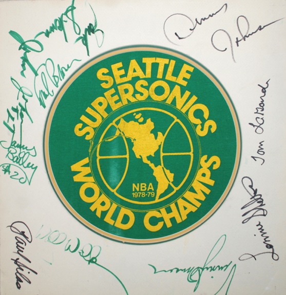 1978-1979 Dennis Johnson’s Personal World Champion Seattle Supersonics Autographed Display Piece (Family LOA) (JSA) 