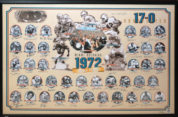 1972 Miami Dolphins Signed and Framed Poster (JSA)