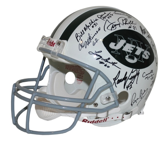 1969 New York Jets Team Signed Super Bowl Championship Helmet (Steiner LOA) (JSA) 