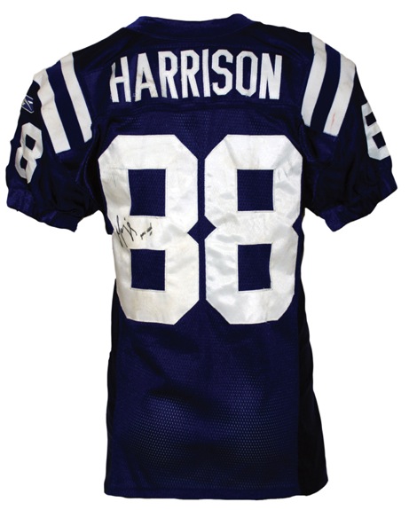 2004 Marvin Harrison Indianapolis Colts Game-Used & Autographed Home Uniform (2) (JSA)