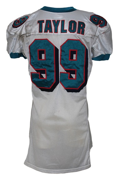 2003 Jason Taylor Miami Dolphins Game-Used Road Jersey (Team Repairs) 